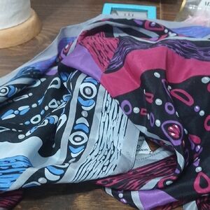 Bob Mackie  Pink and Black Silk Scarf